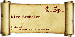 Kirr Szabolcs névjegykártya